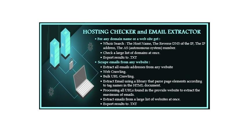 Two In One : Whois & DNS Lookup - Domain/IP & Hosting Checker & Email Extractor