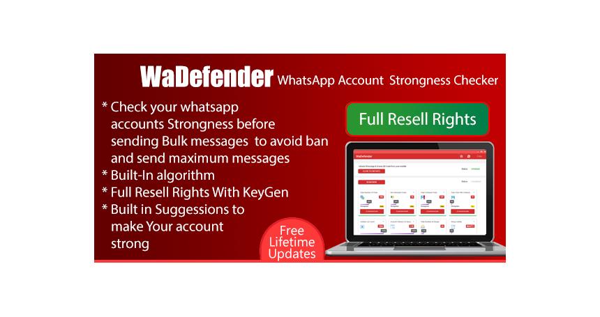 WaDefender - WhatsApp Account Strongness Checker for bulk sending - Full Reseller Rights