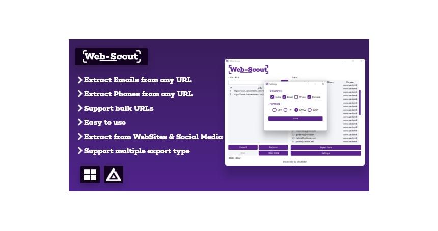 Web-Scout : Simple Emails & Phone Numbers Extractor