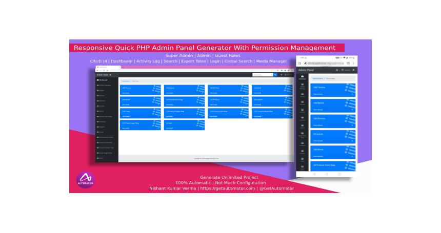 [Windows] Automatic Responsive Admin Panel Generator with Permission Management from MySQL Database