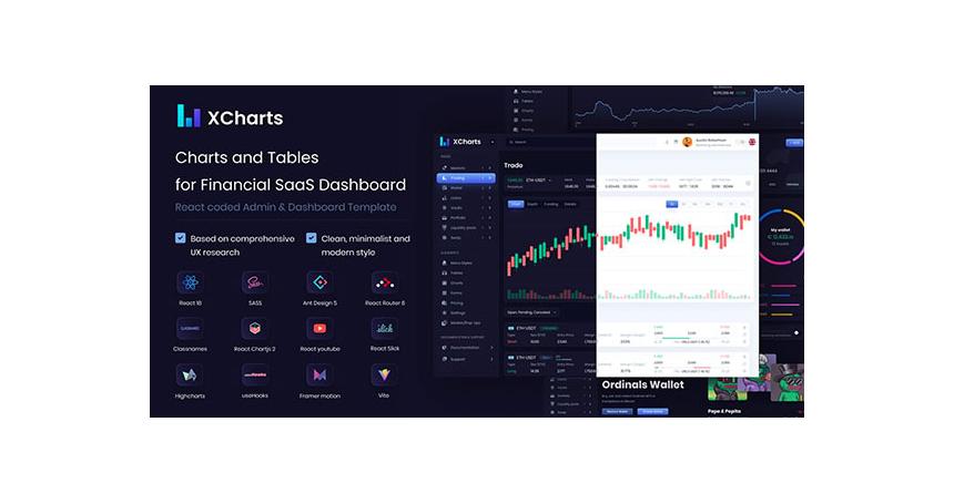 XCharts - Charts and Tables for Financial SaaS Dashboard