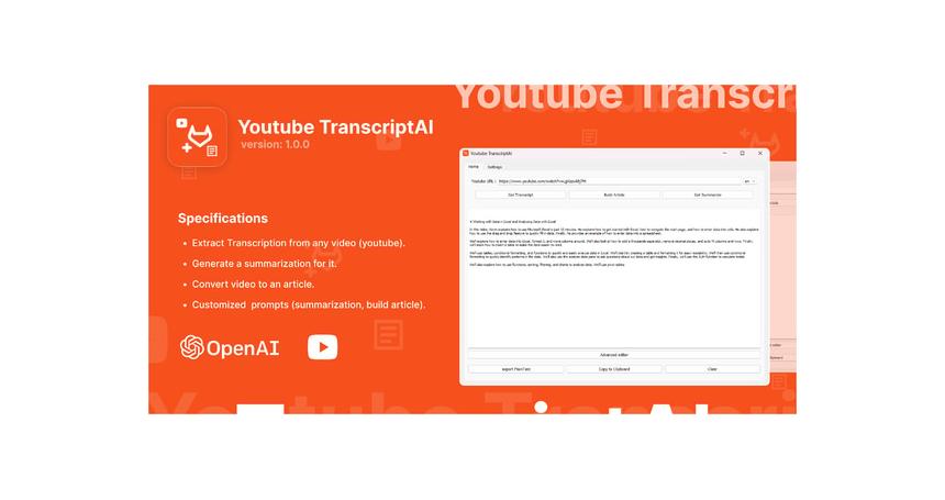 Youtube Transcript AI: YouTube Video Transcription, Summarization, Article Generation Tool